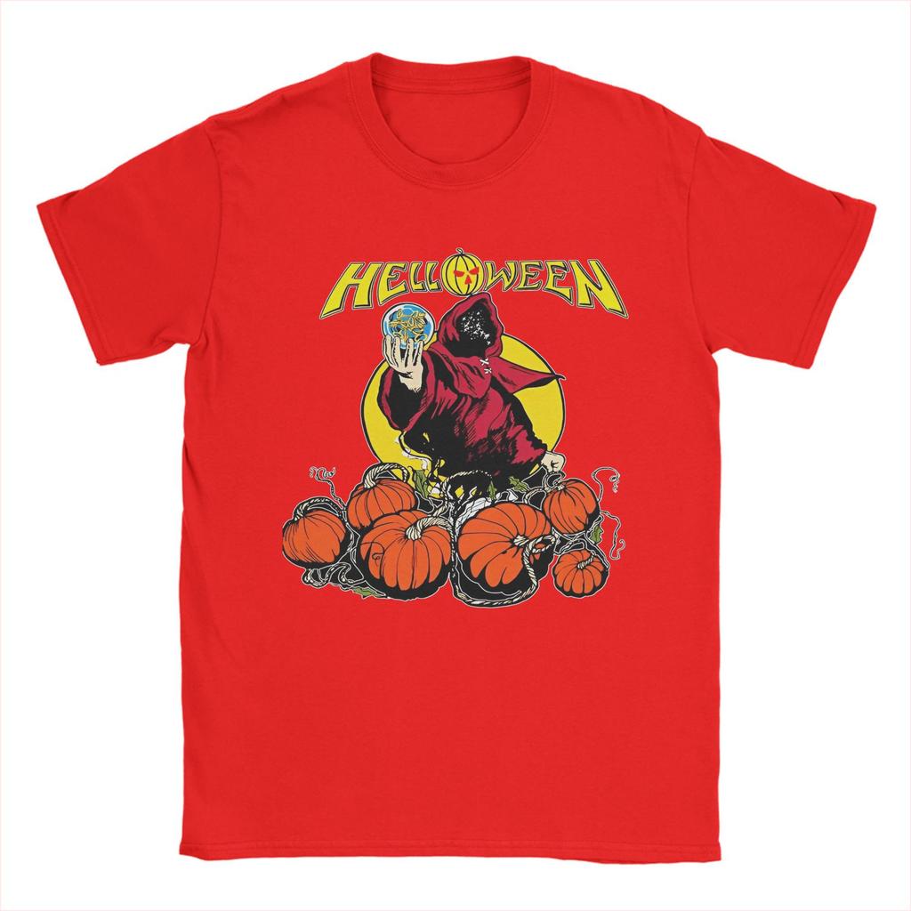 Heavy Metal Helloween Kapela Pánské Bavlněné Vintage Tričko s Kulatým Výstřihem Německé Power Rockové Tričko s Krátkým Rukávem Oblečení Plus Size