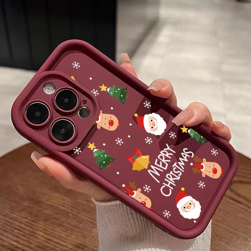 Christmas Tree and Santa Claus Print Phone Case For iPhone 17 16 15 14 13 12 11 Pro Max XS XR 7 8 Plus 16E Shockproof Soft Cover