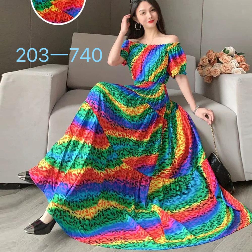 2024 Women's Beach Dress Short Sleeve Floral Dress Cotton Travel Vacation Bohemian Skirt Summer Halter