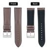 Leather Watch Band with Inner Rubber Breathable Hybrid Quick Release Watch Strap Wristwatch Strap Smartwatch Strap Unisex Silver [BINLUN] (Brown,