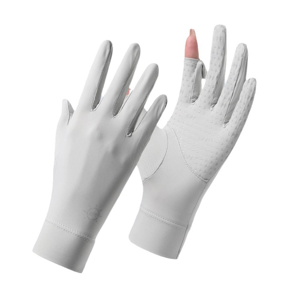 Summer Sun Protection Gloves for Women's Ice Silk Anti Ultraviolet Outdoor Thin Cycling Driving Anti Slip Short Touch Screen Gloves