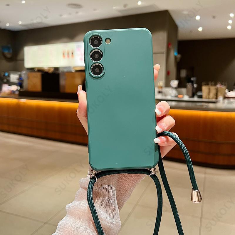 Pouzdro s popruhem přes rameno Měkké pouzdro Pro Samsung Galaxy S23 FE S25 Edge S24 Ultra A17 A54 A55 A56 A15 A16 5G Kryt na telefon z tekutého silikonu