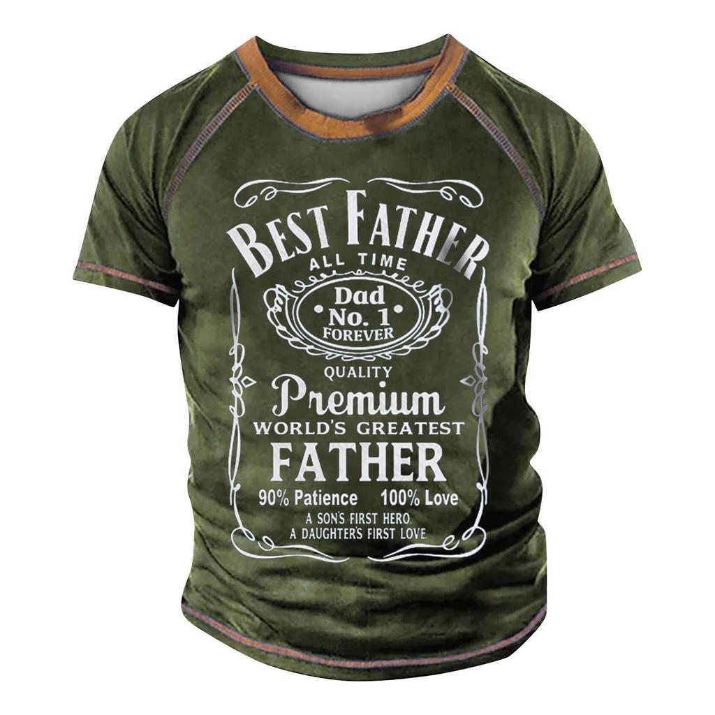 Men's Raglan T-shirt Retro Short Sleeve Round Neck Letter Printing Tops