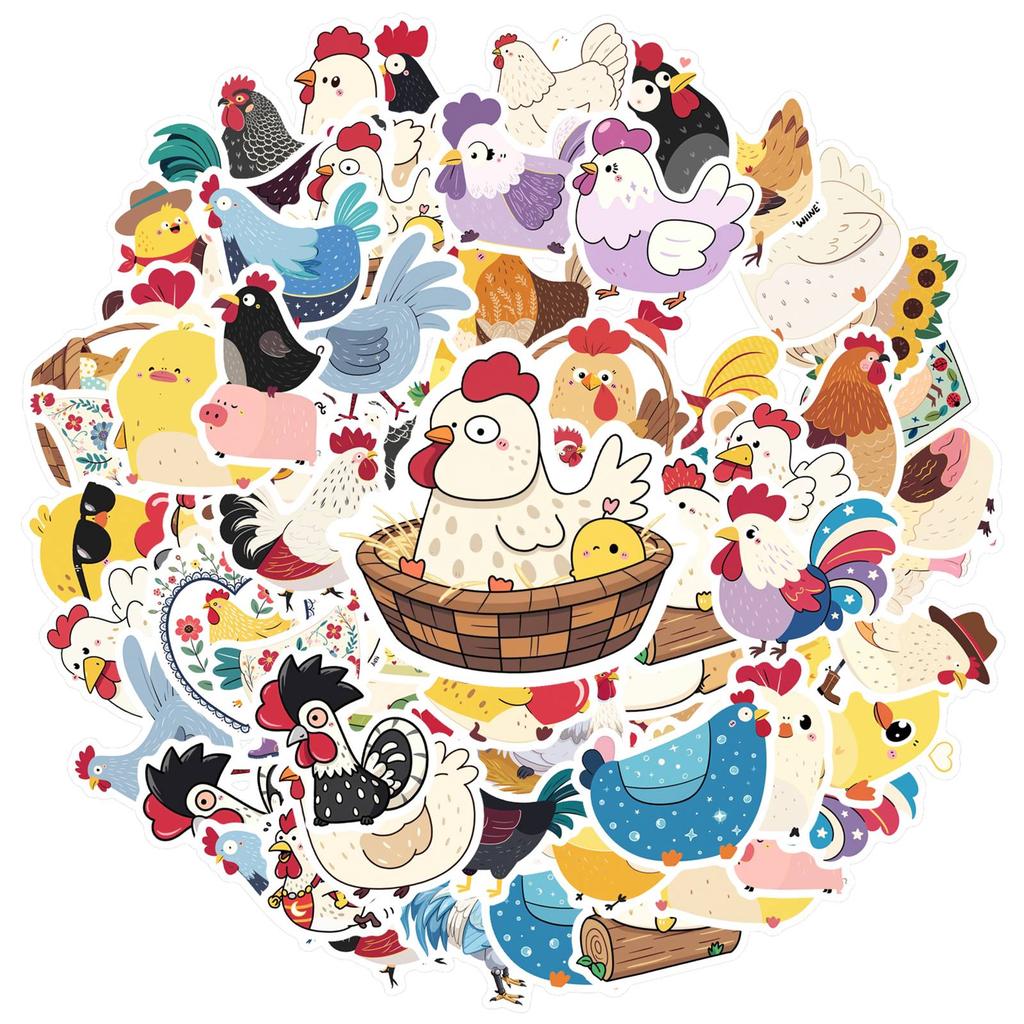35pcs-50pcs Cartoon Cute Stickers Cute Farm Animals Cartoon Stickers Chicken Stickers For Laptop Motorcycle Luggage Phone DIY