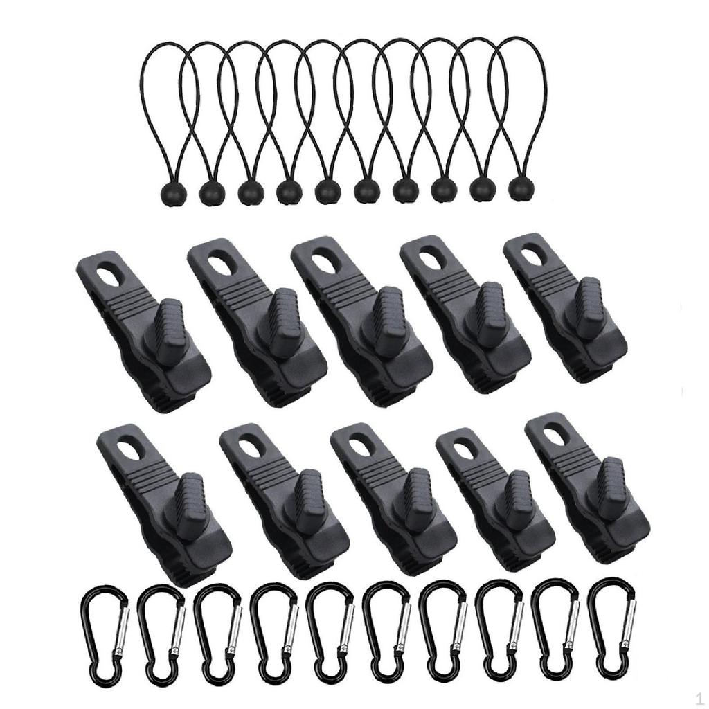 30 kusů/sada Klipy na plachtu Karabiny Šňůry Kempingové nářadí Spona Stan Přístřešek Svorka Zámek Úchop Venkovní