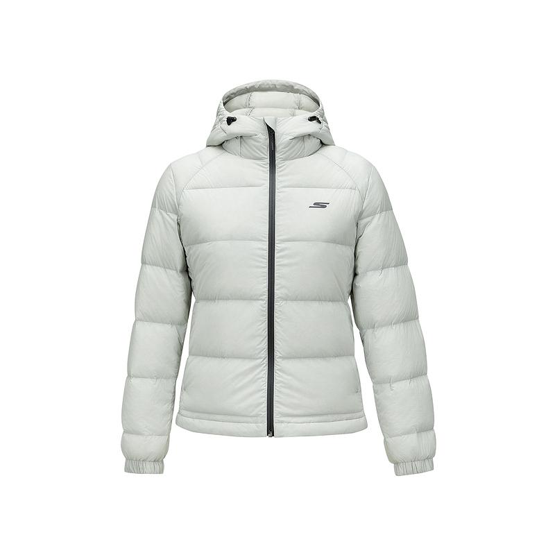 Skechers Windproof Warm Casual Comfortable Down Jacket Women outerwear Silver-Birch-White P424W229-00C1 S