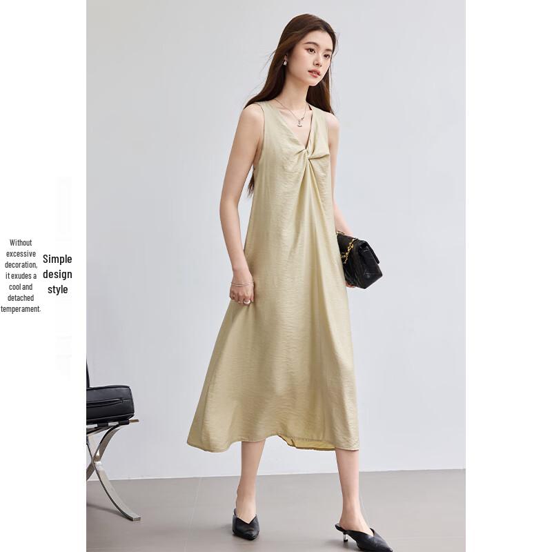 VICTORIA&VERA Women's Sleeveless V-Neck Twisted Midi Dress V9012L04