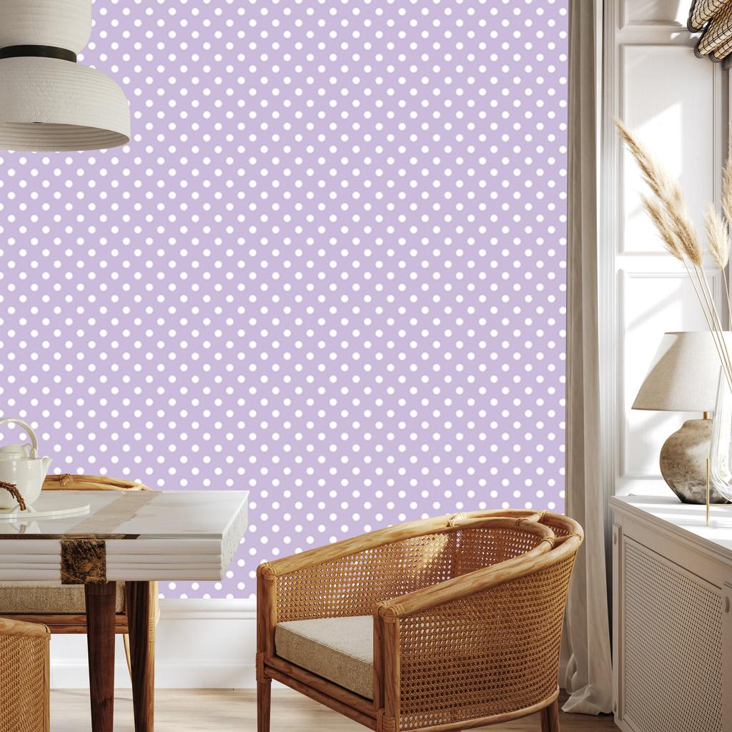 Light gray and lavender dots wallpaper for living room and bedroom 50x1000