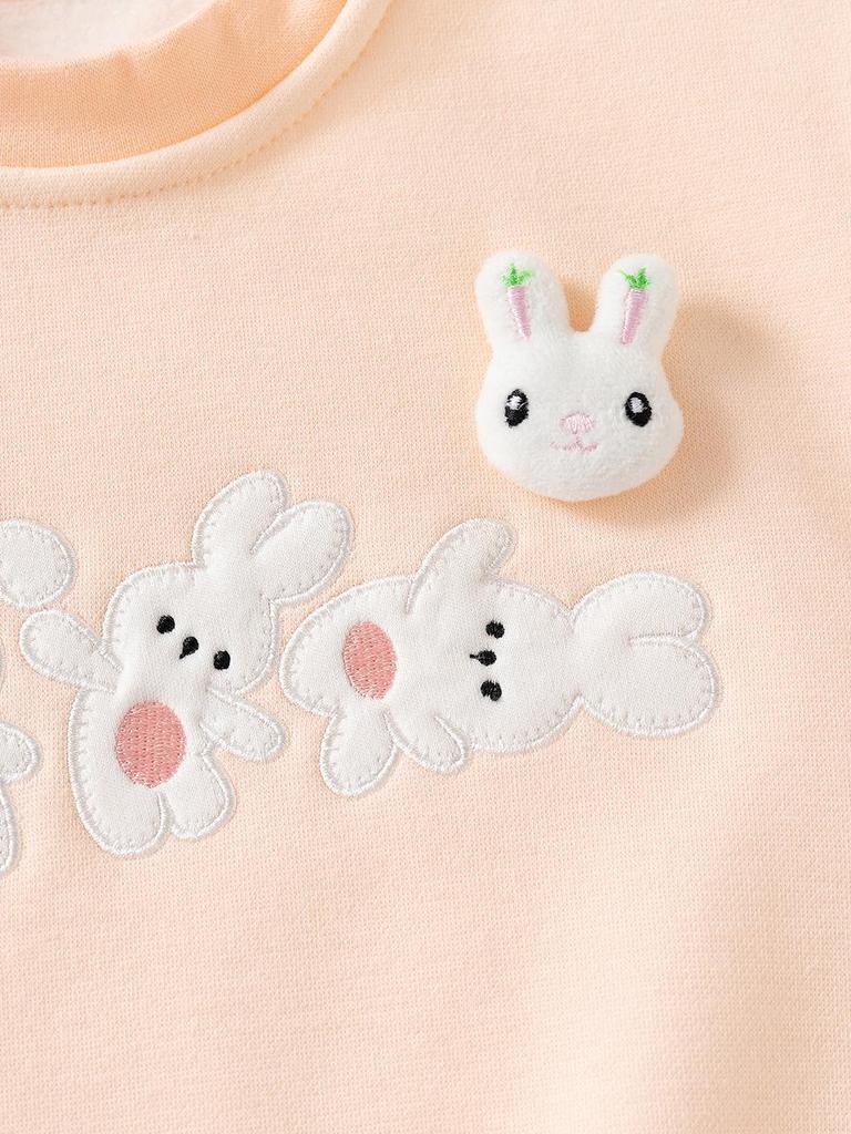 Girls' Autumn/Winter Plus Velvet Sweatshirt Set - Cute & Fashionable 2-Piece Outfit for Outdoor Wear