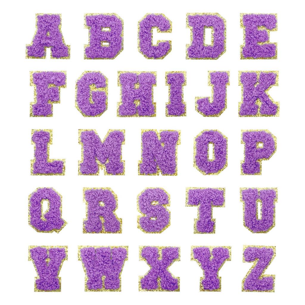 Gold Edged Glitter Embroidery Letter Cloth Patches - DIY Iron-on Clothing Decoration.