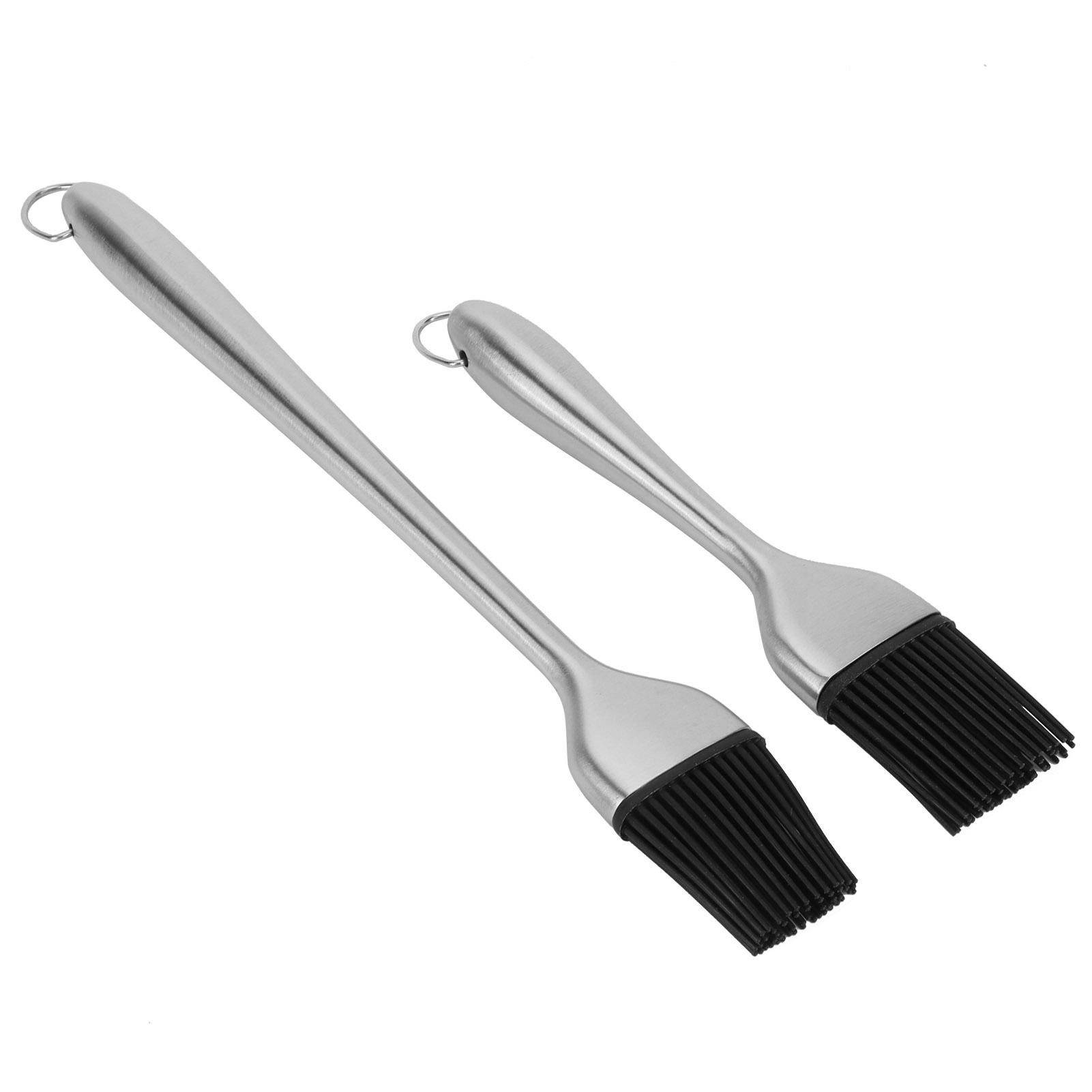 

2Pcs Set Stainless Steel Oil Brush with Food Grade Silicone Barbecue Baking Oil Brush for Home