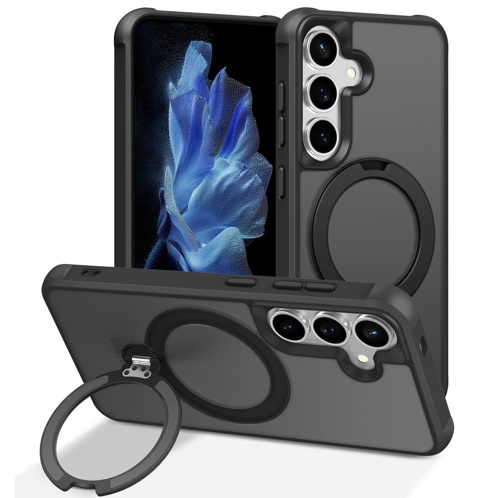 For Samsung Galaxy S24+ Magnetic Case Kickstand TPU PC Shockproof Phone Back Cover