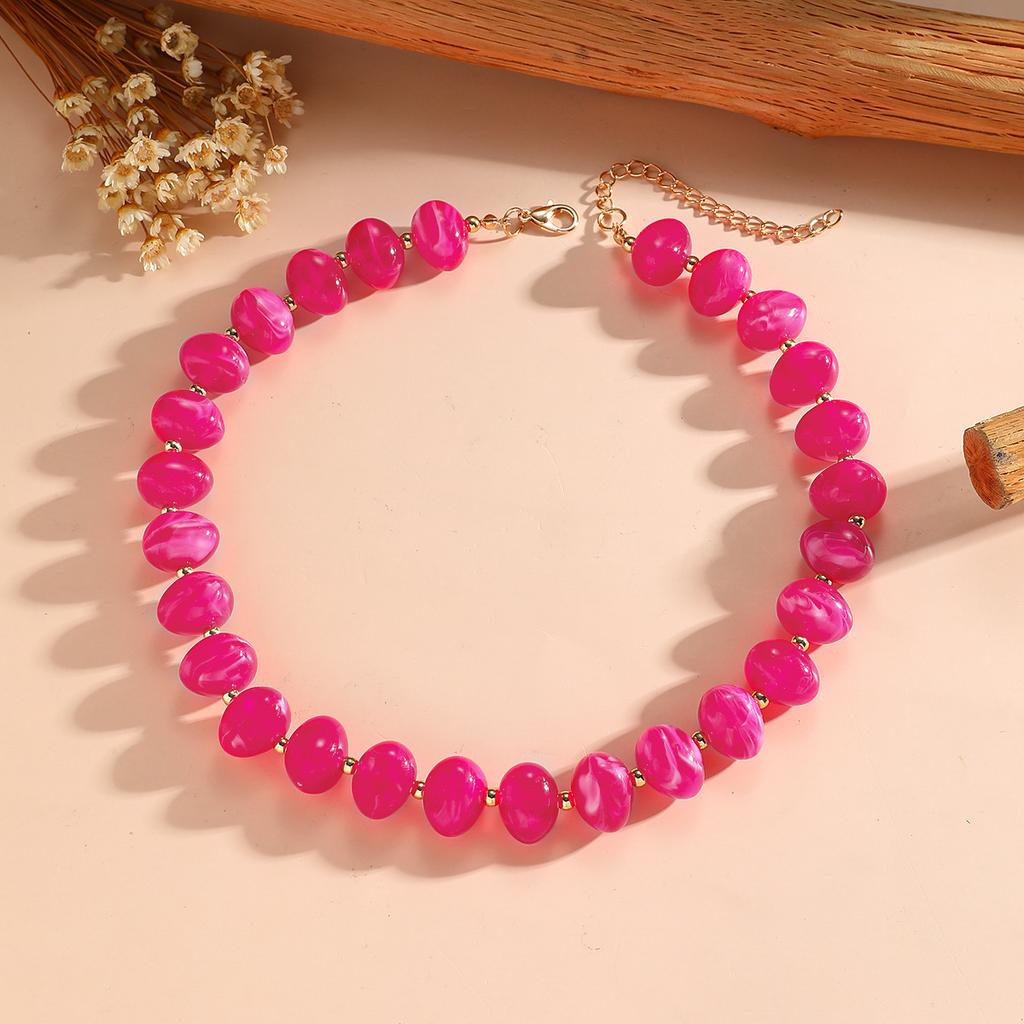 Colorful Chunky Acrylic Round Beaded Choker Necklace for Women Fashion Statement Adjustable Collar Bohemia Summer Jewelry Gift