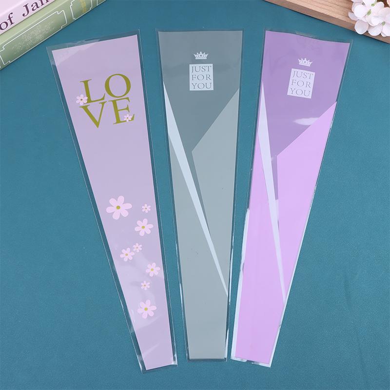 48/50Pcs Transparent Single Rose Flower Packaging Bag Gift Wrapping Paper Wedding Floral Package Valentine'S Day Party Decor