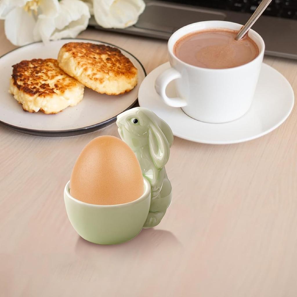Egg Cups for Soft Boiled Eggs, Easter Egg Holder Soft Boiled Egg Cups Creative Egg Display Stand Ceramic Rabbit Bunny Egg Cup Holder for Home Decor