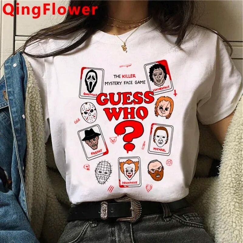 Chucky Harajuku Funny Cartoon Horror T Shirt Women Harajuku Ullzang Graphic T-shirt Vintage Anime Unisex Tshirt Fashion Top Tees FeUnisex