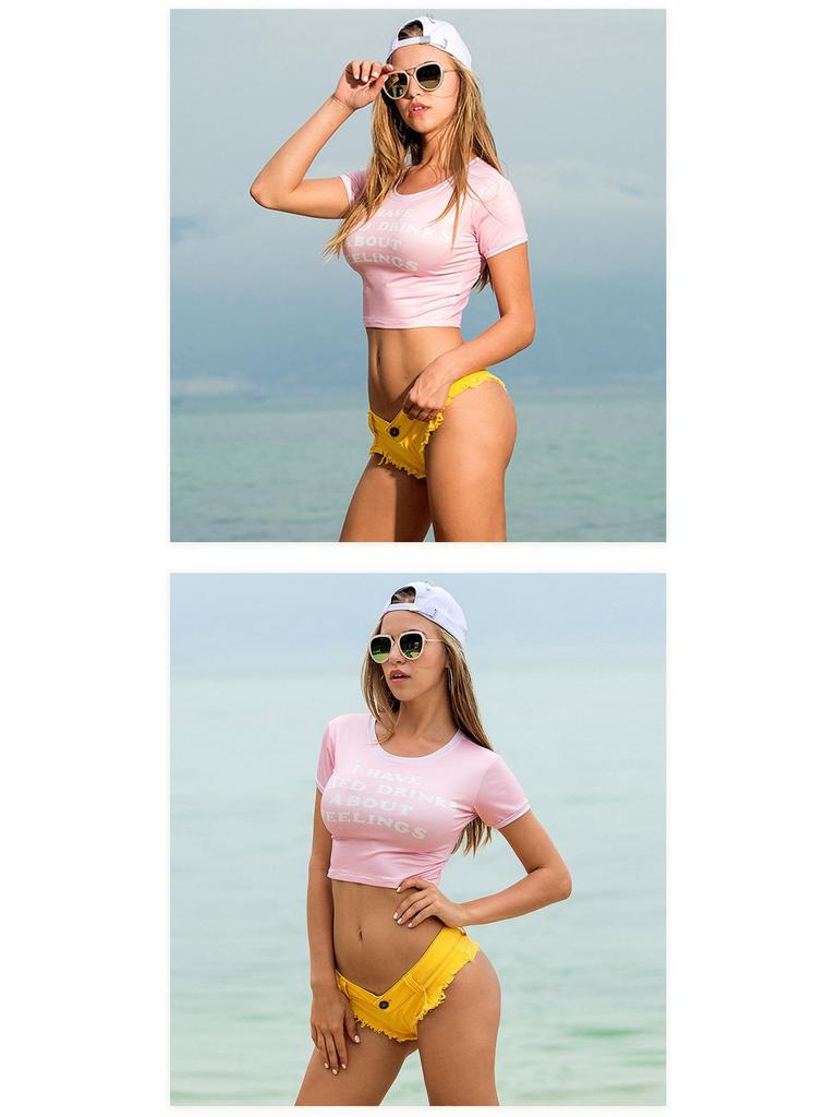 2024 New Women's Sexy Summer Denim Shorts - European & American Style with Sequins & Rips