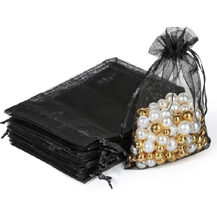 Hopttreely 100PCS Premium Sheer Organza Bags, White Wedding Favor Bags, 4x4.72 Jewelry Gift Bags for Party, Jewelry, Christmas, Festival, Bathroom