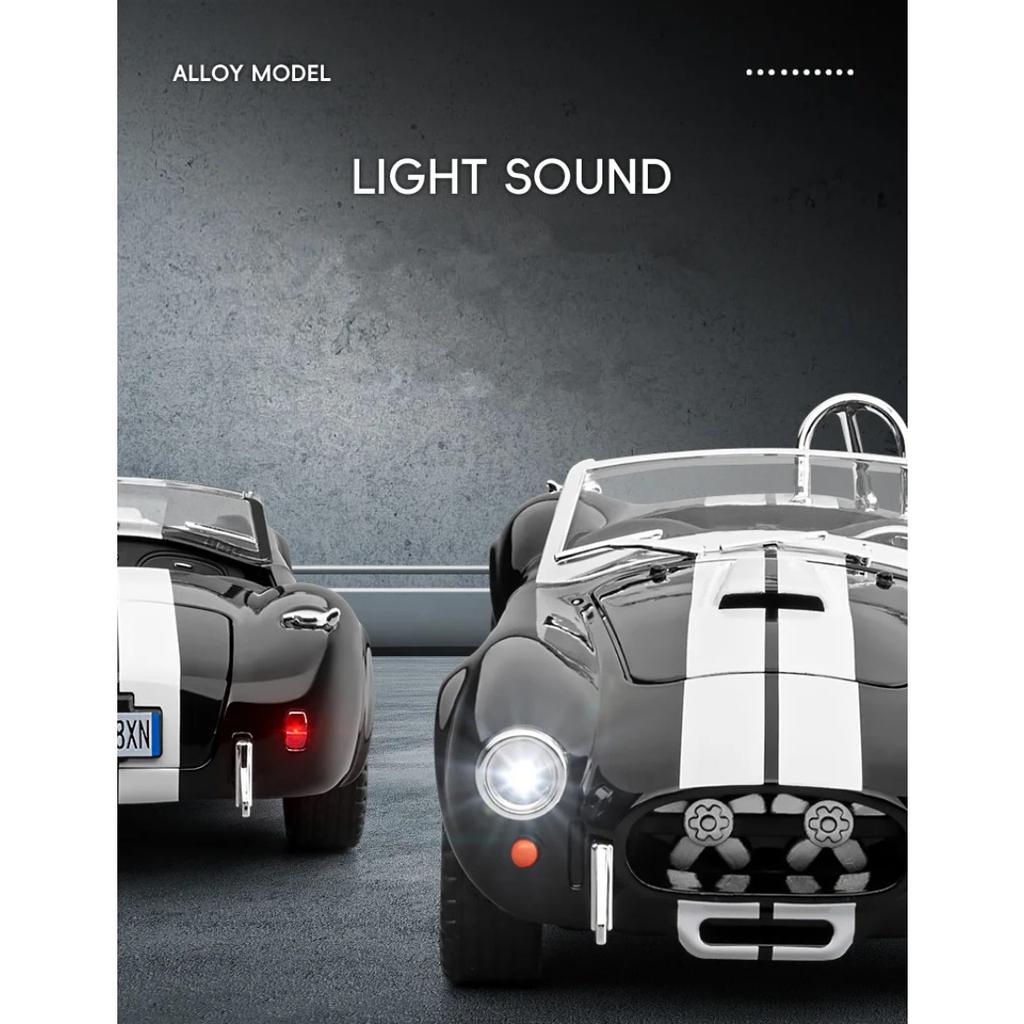 1/22 Ford 1965 Shelby Cobra 427 S/C Alloy Roadster Sports Car Model Diecast Metal Classic Car Vehicle Model Sound Light Kids Toy Gift