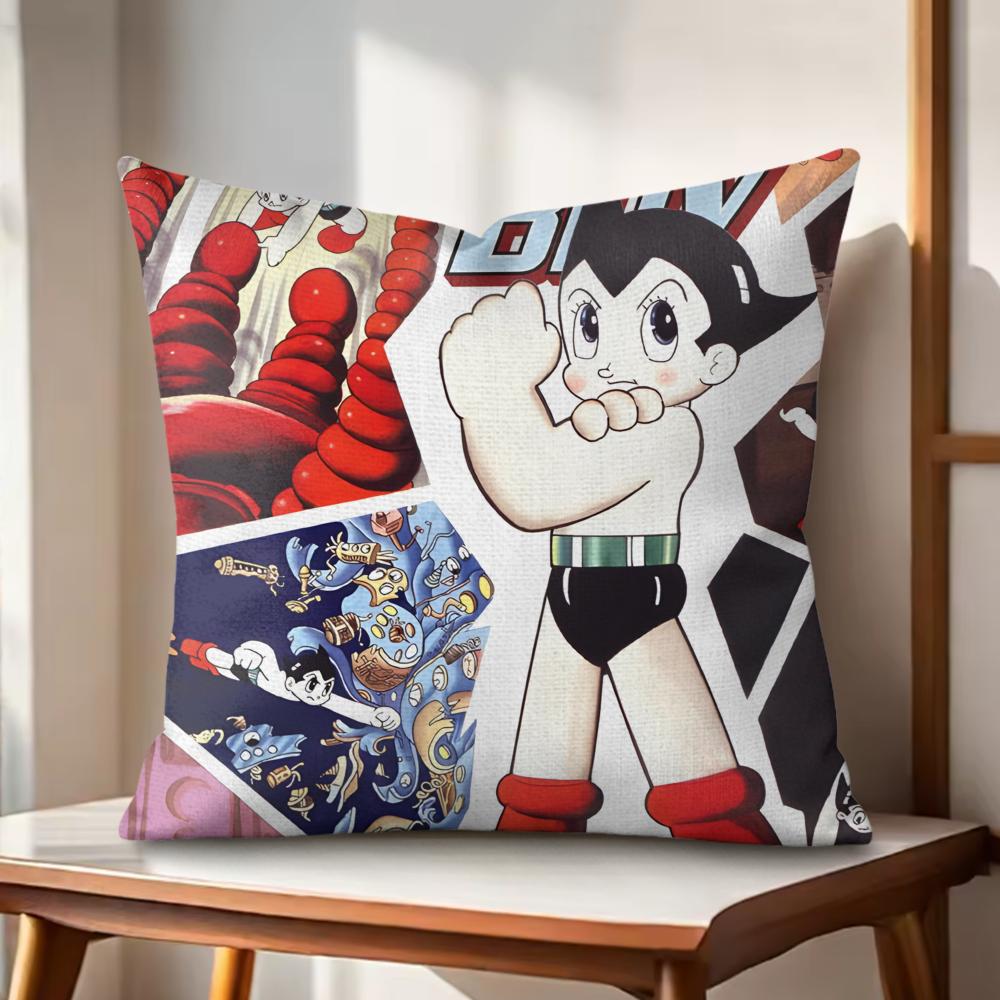 Anime Comic AAstro Boy Cushion Cover Natural Linen Organic Fabric DoubleSided Printing Couch Pillow Covers Home Decor