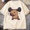 Capybara Print Unisexs Tshirt Round Neck Short Sleeves Hiphop Top Funny Capybara Lifting Print Tshirts Gym Lover Streetwear Tops