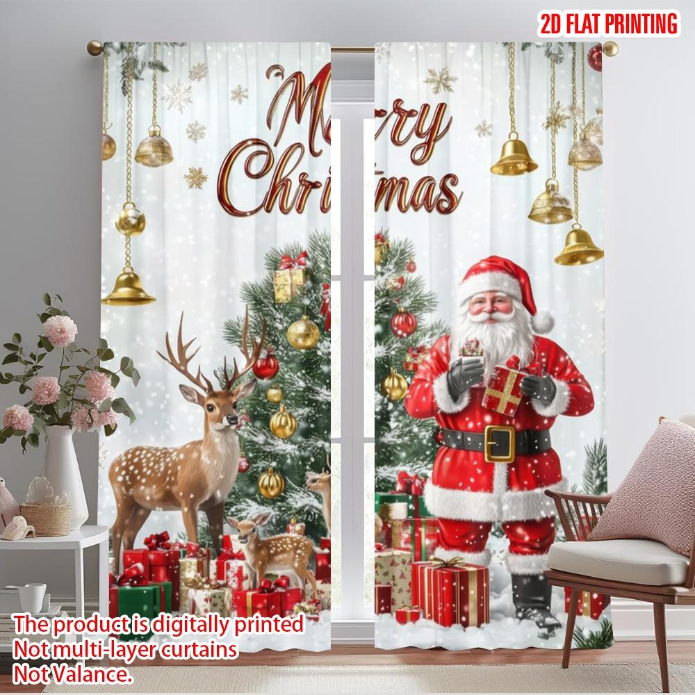 

2pcs,2D plane printing Curtains Roller Blinds Winter Festivity Scene Polyester Fabric (without rod) Versatile All Use for Living 52.50×116.00 CM 2pcs