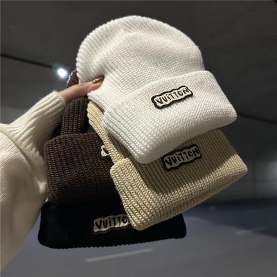 Solid Color Knitted Hat Women's Autumn and Winter New Iron Standard Outdoor Warm Ear Protection Wool Hat Bag Head Cold Hat