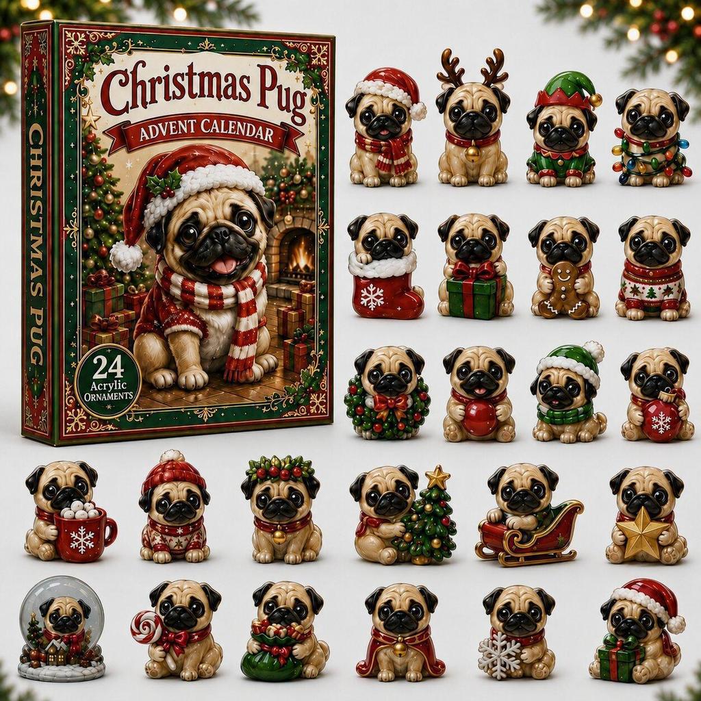 Generic Dog Christmas Advent Calendar 24 Days Cute Puppy Figurine Countdown Blind Box Holiday Home Desktop Decoration Gift