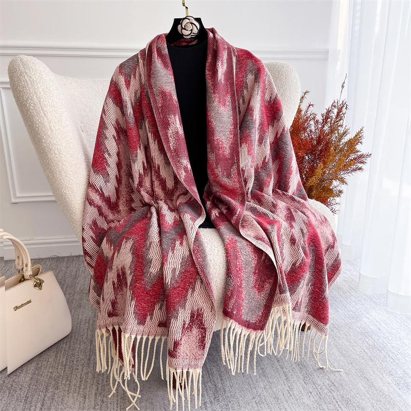 Warm Winter Scarf for Women Luxury Pashmina Emboridery Shawl Thick Cashmere Poncho Cape Lady Elegant Bufanda Hijab Winter Stole