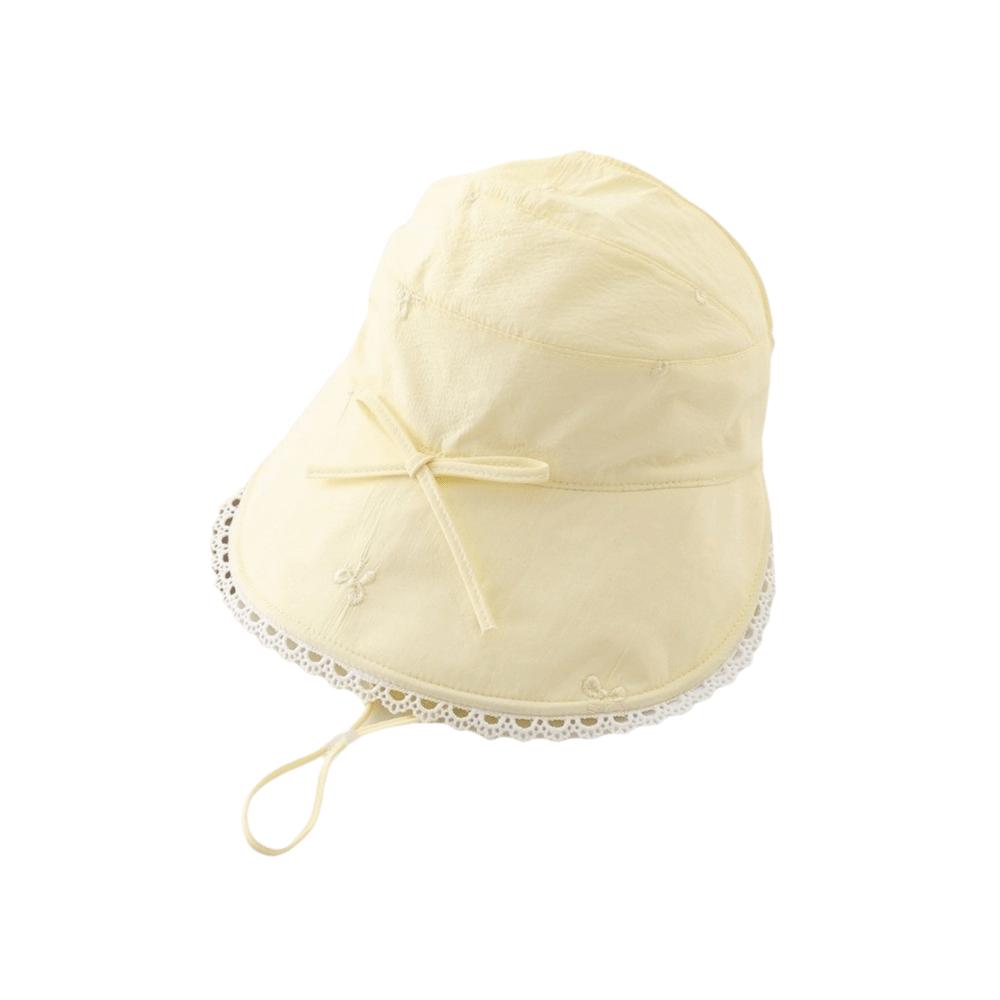 Princess Lace Trim Fisherman Hat Cotton Sun Protection Hat Wide Brim Hat  3-8 Years Old Girls