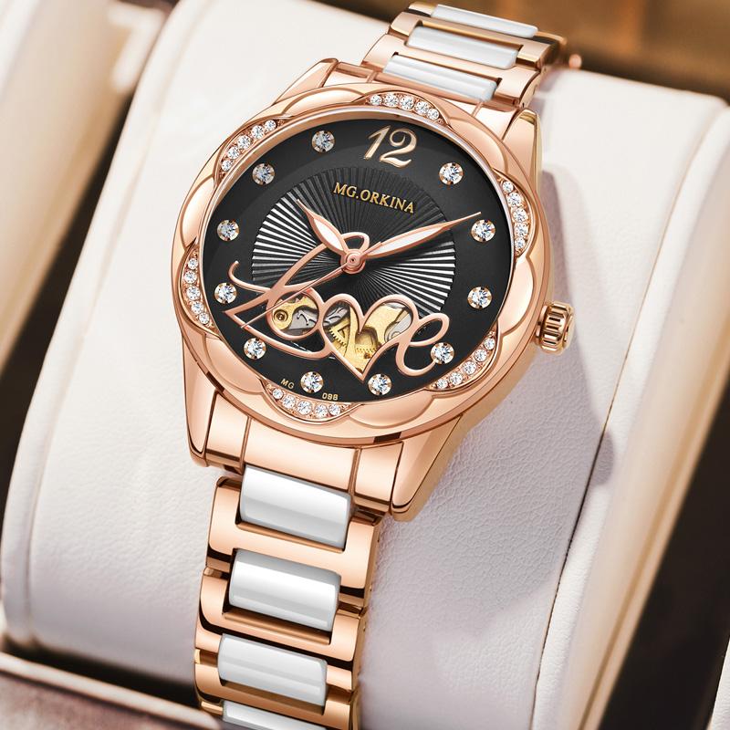 Montres pour femmes au design élégant Montres mécaniques automatiques pour femmes de luxe de marque supérieure en céramique