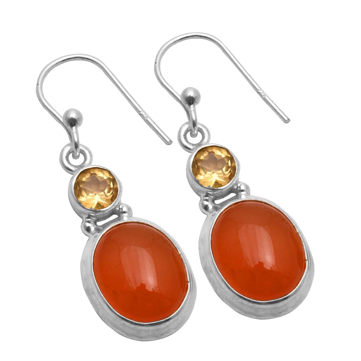 

Carnelian, Citrine Gemstone Earrings Solid 925 Sterling Silver Handmade Earrings Jewelry Gift For Women And Girls E-3697