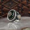 Jewelry Green Zircon Set Diamond Men's Gemstone Vintage Ring
