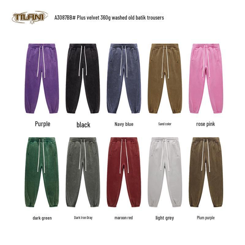 TILANI Men's American Retro Batik Plus Velvet Leggings - Casual Sports Sweatpants for Men & Couples