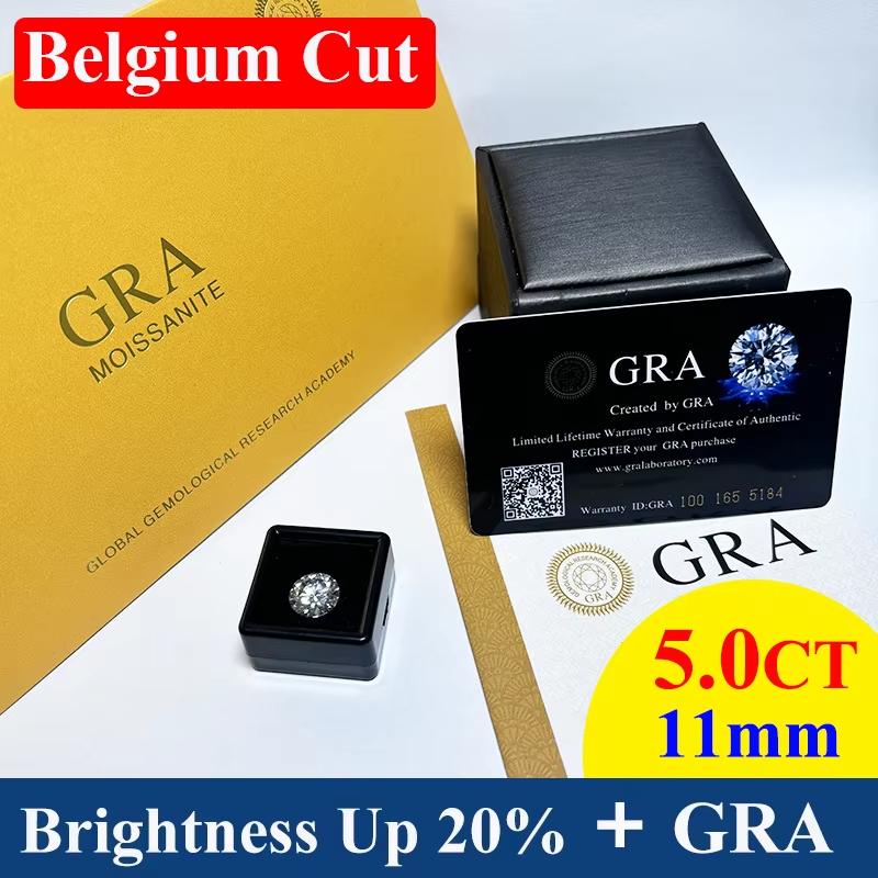 

[ 3EX Cut ] Лучший бельгийский ограненный муассанит, цвет D, 0,1-10 карат, драгоценные камни, выращенный в лаборатории бриллиант, муассанит, россыпью, с GRA 5ct-11mm