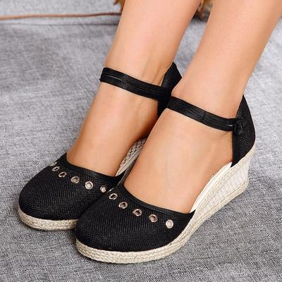 2024 Plateausandalen Keilabsatz Damenschuhe Elegante Damen Hausschuhe Sommer Geflochtene Schnalle Boho Sandalias High Heels Damen Sandalen