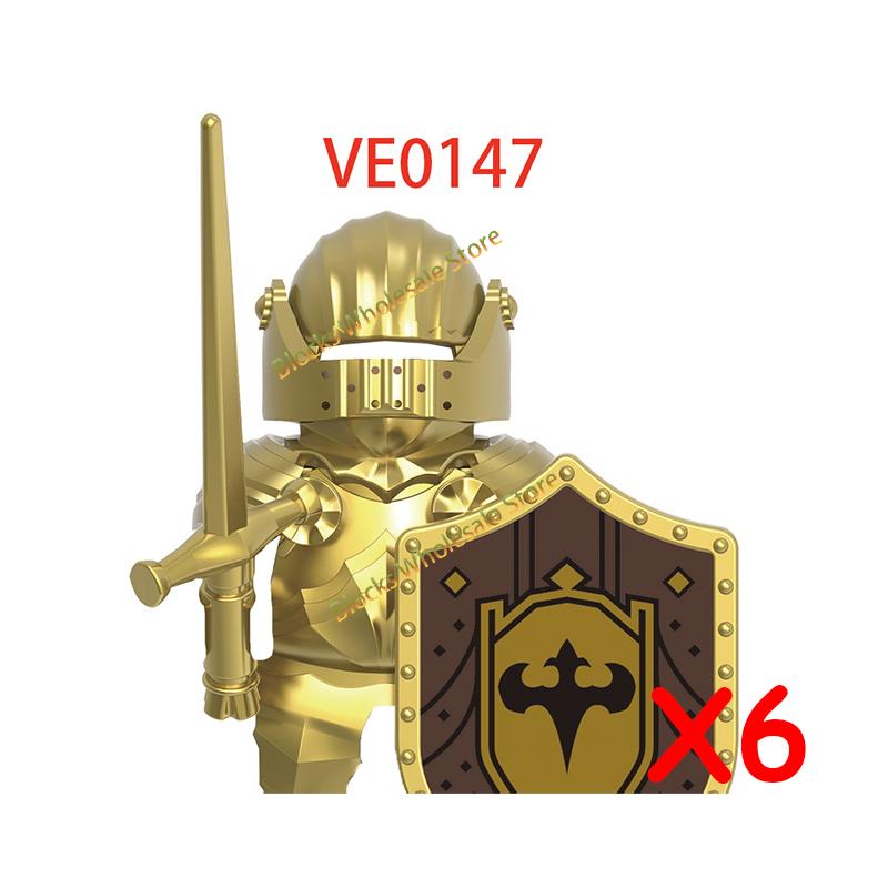 Medieval Castle Soldier Action Figures Building Block Empire Templars Lancer Warrior Militia Helmet Shield Sword Bow Toy Gifts