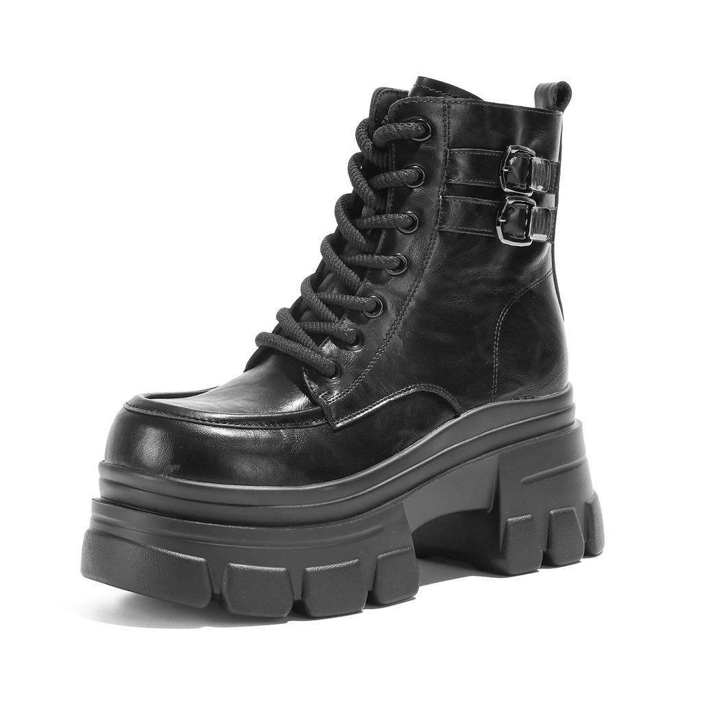 9Cm Muffin Thick Bottom Inner Height Increase Shorty Le British Style Short Boots Women's 2026 Autumn and Winter New Martin Boots