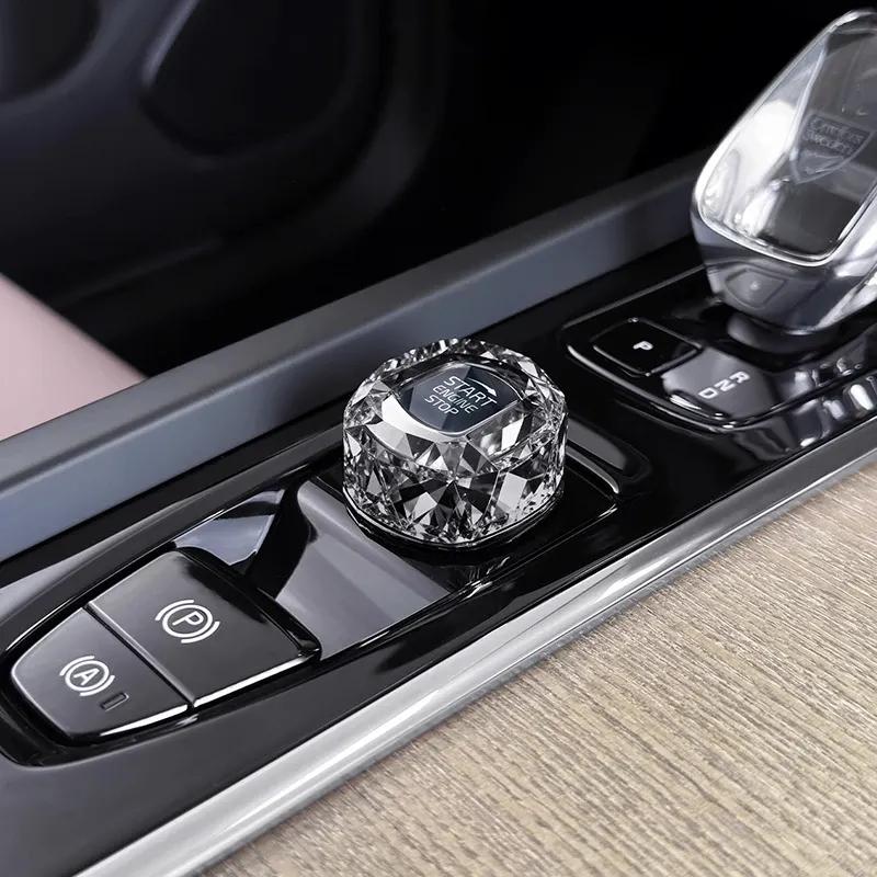 Car One Click Start Crystal Knob Decoration Cover for Volvo XC60 V60 S60 XC90 V90 S90 Car Interior Modification Accessories