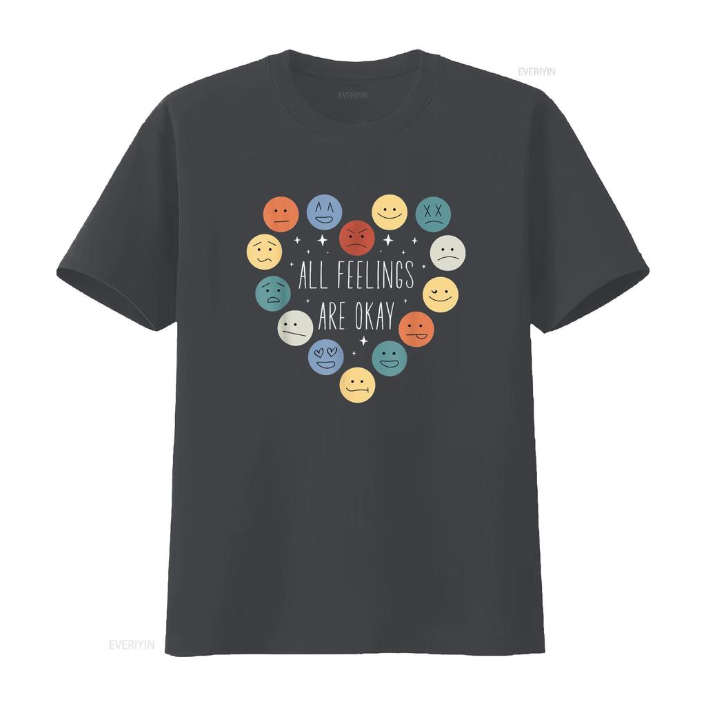 All Feelings Are Okay Mental Health Awareness Month Plus Size Vent Emotion T Shirt Vintage Washed Casual Designer Clothes