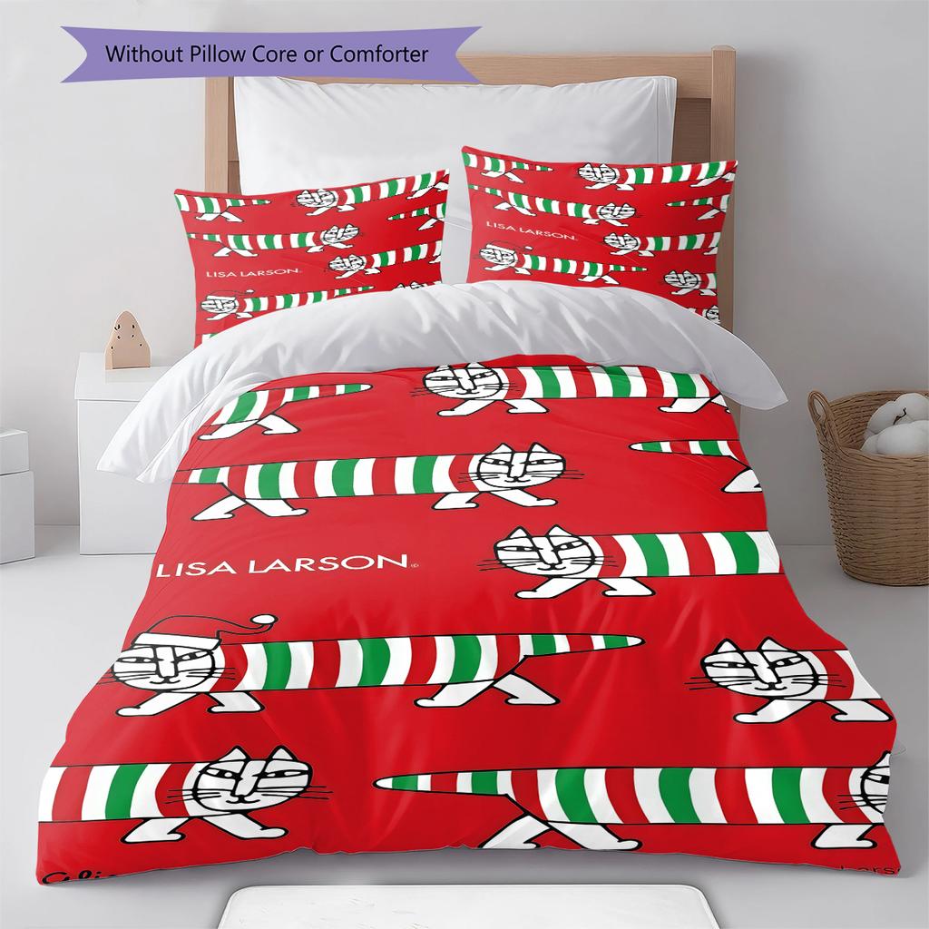 Lisa Larson Pattern Bedding,Quilt Set Quilt Cover Pillowcase Home Birthday Gift (1 * Duvet Cover + 2 * Pillowcase, Without Core)