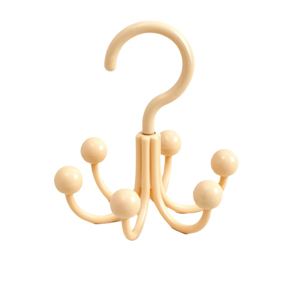 Multifunctional Home Clothes Hanger Portable Dopamine 360°Rotating Hook Space Saving With 6 Balls Scarf Tie Display Rack