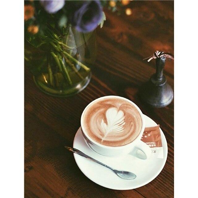 5D-Diamant-Malerei, Kaffee, voll, quadratisch, rund, Diamant-Stickerei, Tasse, Bild von Strasssteinen, Mosaik, Kreuzstich-Set, Heimdekoration