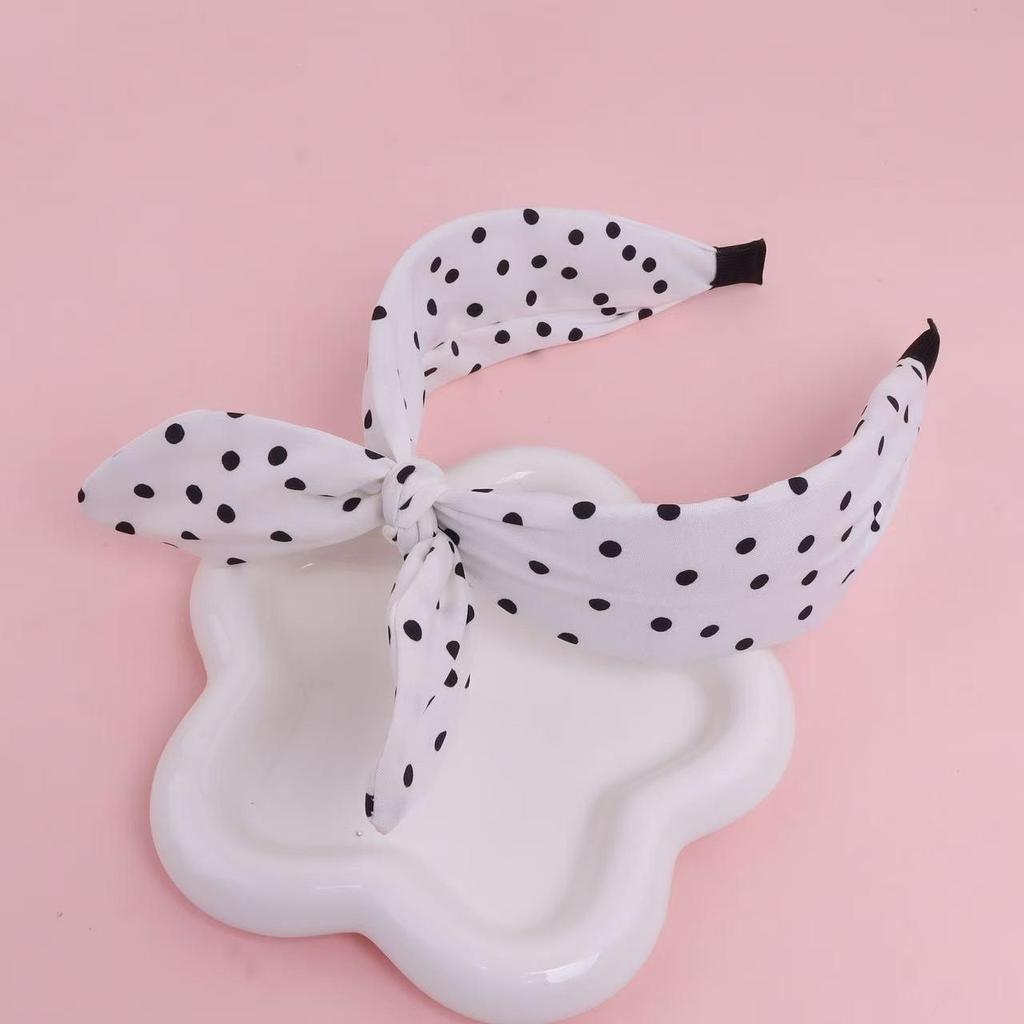 Polka Dot Fabric Bow Headband: Versatile Wide Edge Hair Accessory for Women
