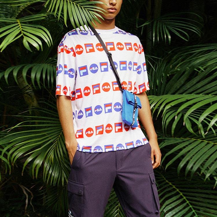 Fila Logo Print Sports Loose Round Neck Short Sleeve T-Shirt Men Tops Standard-White F51M128154F-WT