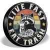 Funny Raccoon PVC Leather Spare Tire Cover for Campers Trailers Dustproof Waterproof  Tire Cover Spring Car Decor
