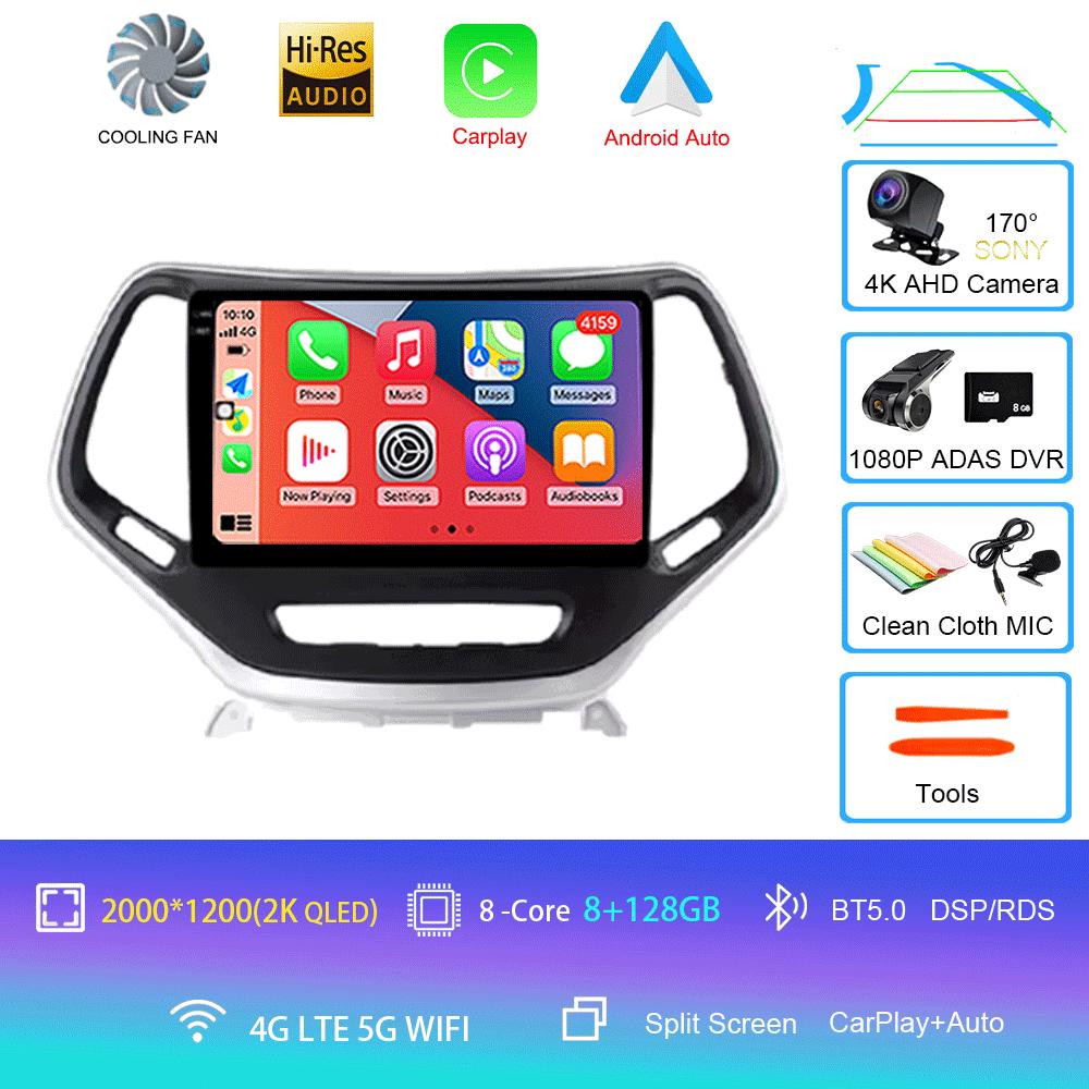 For Jeep Cherokee 5 KL 2014 -2018 Android 14 Car Radio Stereo Multimedia Navigation GPS Wireless Carplay Auto Video Player WIFI