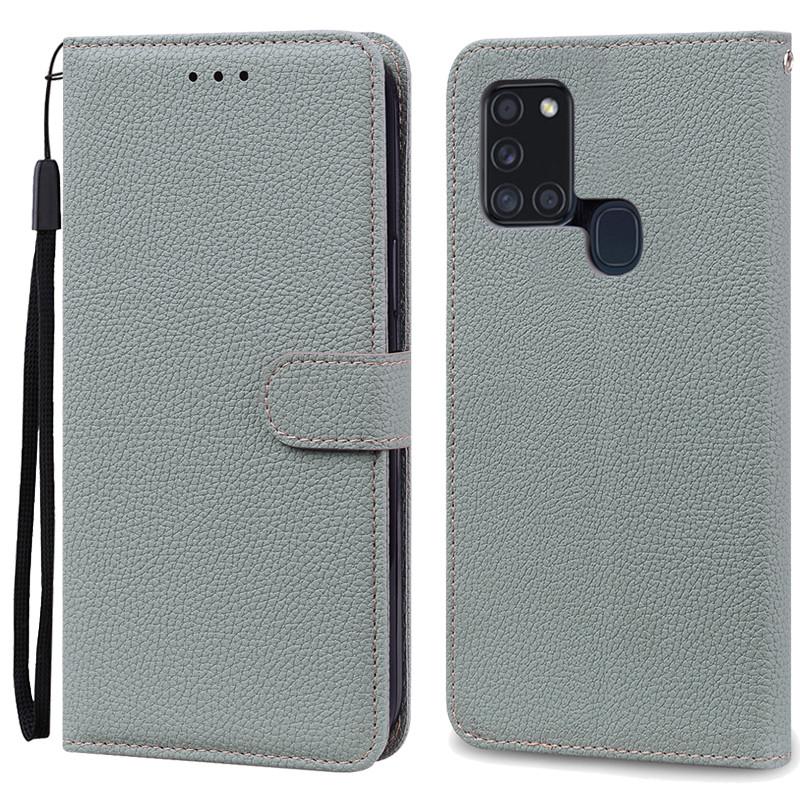 

Чехол A21S для Samsung Galaxy A21S Чехол-кошелек из кожи с откидной крышкой для Samsung A21S Чехол A 21s A217F Мягкая силиконовая накладка Fundas For Samsung A21S серый