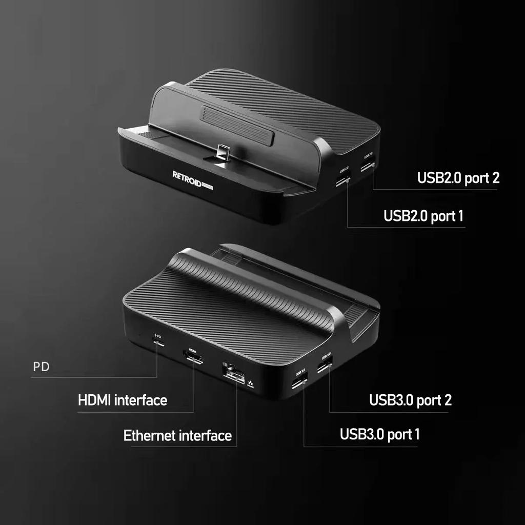 For RP5/RP4/Pro/RP4 7-In-1 Charging Dock for Retroid Pocket 5 Charging Station PD Charging HDMI-Compatible Charger Dock Station
