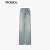 MO&Co. Women's Printed Studded Vintage Wash Jeans